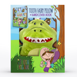 Load image into Gallery viewer, green dinosaur tooth fairy pillow gift set with tooth fairy book