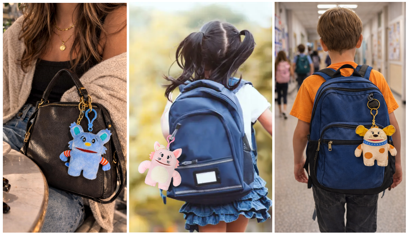 Littles clipped onto backpacks