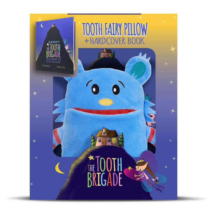 Blue tooth pillow in gift box with book