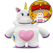 Load image into Gallery viewer, White unicorn plush toy with pink heart and rainbow, featuring 'Nom-Noms' branding.

