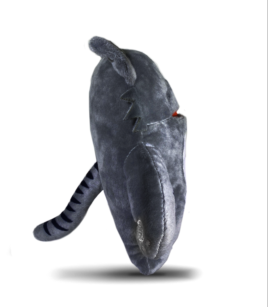 side view of ghouly gizmo cat tooth fairy pillow monster